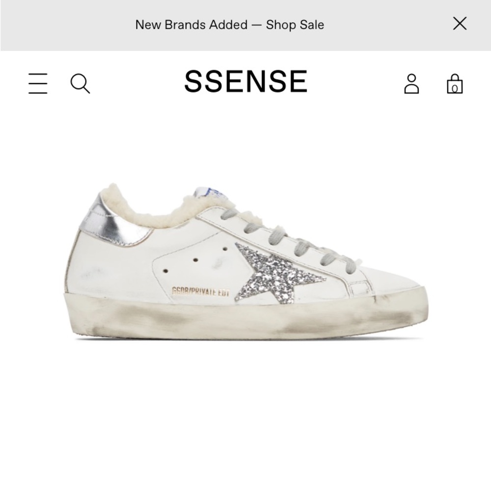 GOLDEN GOOSE SSENSE EXCLUSIVE WHITE & SILVER SUPER-STAR SHEARLING SNEAKERS